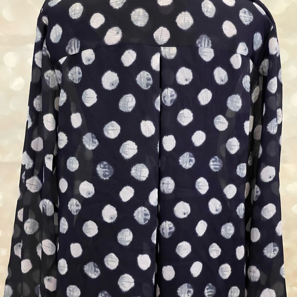 Coldwater Creek M Black‎ Sheath Blouse with Key Hole Long Sleeve - Picture 5 of 7